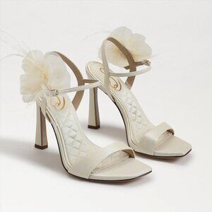 Sam Edelman Women Leana Flower Ankle Strap Heel Sz 9, Beige - 4 in heels